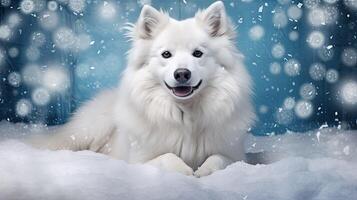 ai gerado inverno flocos de neve cachorro ai gerado foto