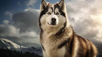 ai gerado trenó cachorros alaskan malamute ai gerado foto