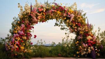 ai gerado floral flores silvestres quadro, Armação ai gerado foto