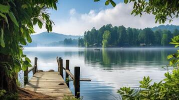 ai gerado água lago panorama ai gerado foto