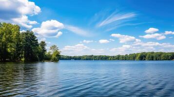 ai gerado sereno lago cena ai gerado foto