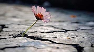 ai gerado pétala flor dentro rachadura ai gerado foto