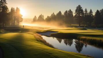 ai gerado par manhã golfe ai gerado foto