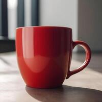 ai gerado vermelho café e chá caneca foto