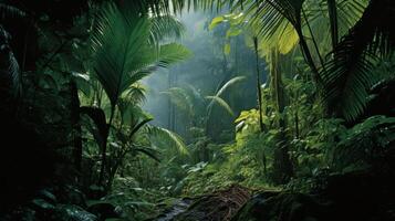 ai gerado uma exuberante, tropical floresta tropical com denso folhagem foto