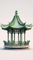 ai gerado chinês estilo jade verde gazebo pagode, ai foto