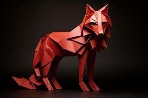 ai gerado imaginativo origami colorida lobo. gerar ai foto