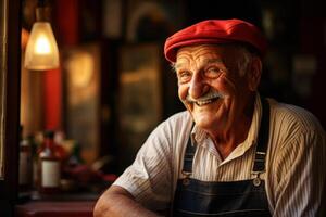 ai gerado foto do italiano velho homem sorridente. gerar ai