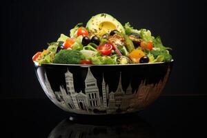 ai gerado elegante parisiense salada placa. gerar ai foto