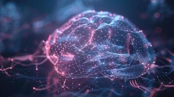 ai gerado artificial inteligência e neural redes, estrutura de arame holograma, perfeitamente integrado para dentro a digital panorama do a Internet, embaçamento a linhas entre virtual e fisica realidade foto