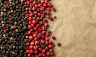 ai gerado preto, Rosa e branco Pimenta em amassado papel foto