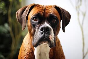 ai gerado boxer cachorro em uma natureza foto