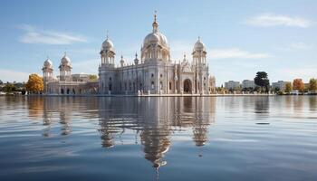 ai gerado famoso monumento reflete espiritualidade dentro antigo cidade, simbolizando indígena cultura gerado de ai foto