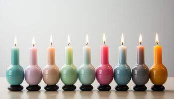 ai gerado uma vibrante celebração do amor e espiritualidade, brilhando luz de velas gerado de ai foto