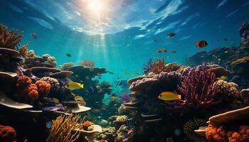 ai gerado embaixo da agua recife peixe dentro natureza, coral água, profundo tropical clima gerado de ai foto