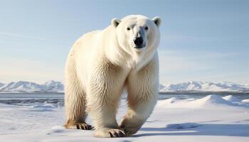 ai gerado majestoso ártico mamífero em pé dentro neve, olhando às Câmera gerado de ai foto