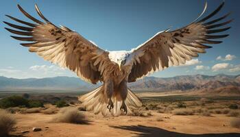 ai gerado majestoso pássaro do presa subindo sobre africano montanha alcance gerado de ai foto