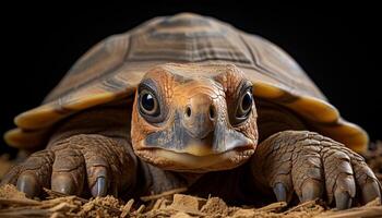 ai gerado ameaçadas de extinção tartaruga rastejando dentro natureza, Está Concha uma vivo organismo gerado de ai foto