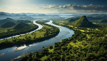 ai gerado majestoso montanha alcance reflete tranquilo crepúsculo dentro idílico região selvagem gerado de ai foto