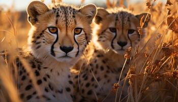 ai gerado majestoso chitas vaguear a africano savana, incorporando natural beleza gerado de ai foto