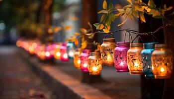 ai gerado noite celebração luz de velas ilumina a escuro, simbolizando espiritualidade e culturas gerado de ai foto