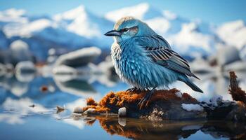 ai gerado gaivota empoleirar-se em filial, refletindo natural beleza dentro tranquilo cena gerado de ai foto