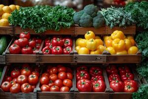 ai gerado fresco legumes às agricultores mercado foto