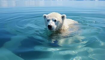 ai gerado fofa foca natação dentro ártico água, olhando às Câmera gerado de ai foto