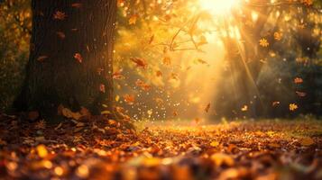 ai gerado outono serenidade desdobra-se dentro uma pacífico fundo, pintado dentro caloroso outonal matizes, ai gerado. foto