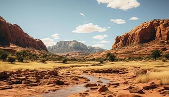 ai gerado majestoso arenito penhascos, famoso monumento vale, aventura dentro natureza gerado de ai foto