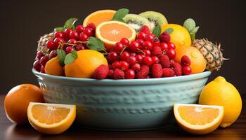 ai gerado frescor do natureza orgânico, saudável comendo vibrante fruta tigela gerado de ai foto