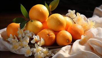 ai gerado fresco fruta em mesa, saudável comendo, natureza doce refresco gerado de ai foto