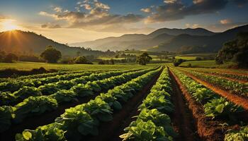 ai gerado agricultura crescimento dentro natureza paisagem, fresco verde folhas gerado de ai foto