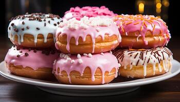 ai gerado caseiro rosquinha pilha, tentador sobremesa para festa celebração gerado de ai foto