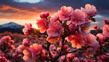 ai gerado a vibrante ramalhete flores dentro natureza romântico Prado gerado de ai foto