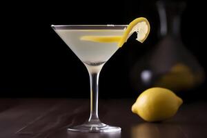 ai gerado limão solta martini - originado dentro a Unidos estados, fez com vodka, limão suco, e simples xarope foto