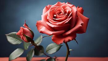 ai gerado uma solteiro rosa Flor simboliza amor e romance gerado de ai foto