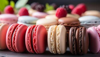 ai gerado caseiro gourmet macaroon pilha, uma doce indulgência do francês cultura gerado de ai foto