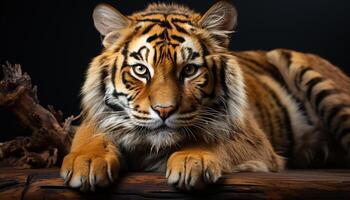 ai gerado majestoso Bengala tigre olhando fixamente, beleza dentro natureza selvagem padronizar gerado de ai foto