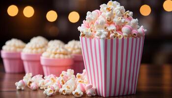 ai gerado gourmet doce tigela, doce indulgência dentro filme teatro gerado de ai foto