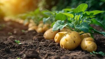 ai gerado orgânico fresco batata campo fechar acima Visão foto