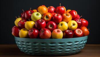 ai gerado frescor do natureza saudável comendo, maduro maçã, orgânico Comida gerado de ai foto