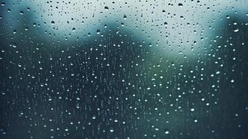 ai gerado pingos de chuva em uma vidraça dentro uma temperamental cena foto