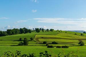 panorama foto do a colinas e Claro céu dentro yorkshire dales