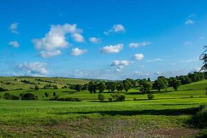 panorama foto do a colinas e Claro céu dentro yorkshire dales