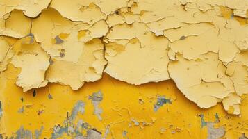 ai gerado texturizado fundo do amarelo rude enchimento gesso em uma fachada muro. ai gerado foto