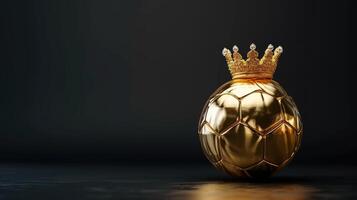 ai gerado isolado ouro futebol bola em uma Sombrio Preto fundo irradia elegância e estilo. ai gerado. foto