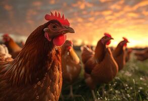 ai gerado galinhas estão comum fonte do Comida para muitos pessoas foto