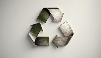 ai gerado reciclar placa. verde triangular eco reciclar conceito foto