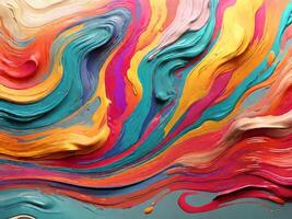 ai gerado abstrato colorida ondulado fluido pintura tinta respingo horizontal linha fundo textura rede bandeira para criativo agência negócios. ilustração desenhando foto